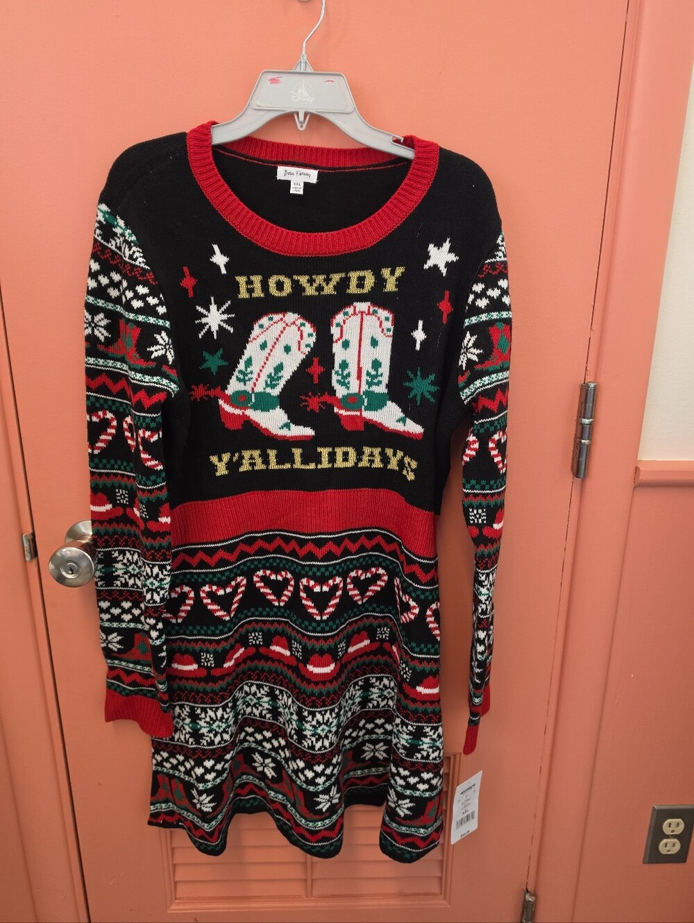 NWT Born Famous Women's Size XXL Christmas Sweater Dress Cowboy Boots Western